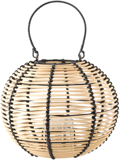 Lanterne en bois 29 × 24 cm en coloris naturel et noir