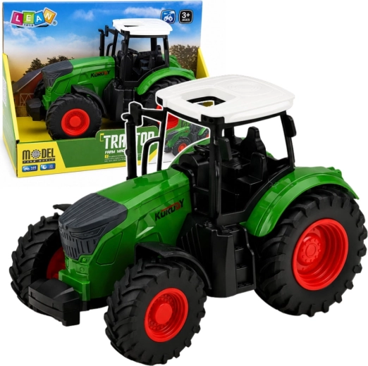 Farm tractor 1:24 with rubber wheels, green-white