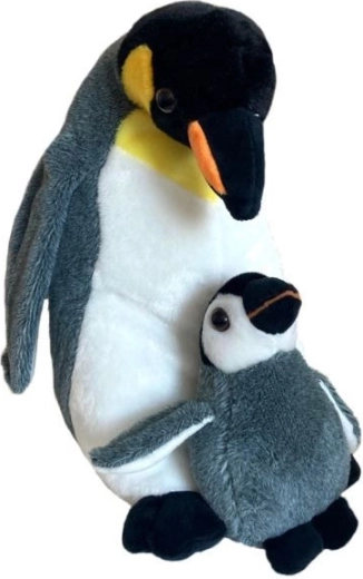 Pluchen pinguïn met jong 25 cm