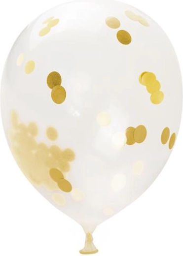 Ballon avec confettis – or, 30 cm, 5 pcs