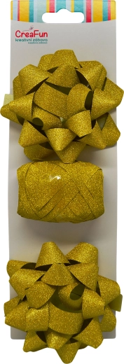 Sparkling gold gift wrapping set with ribbon and star bows