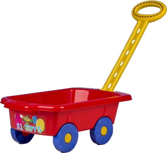 Chariot enfant en plastique avec poignée de traction 45 cm – rouge