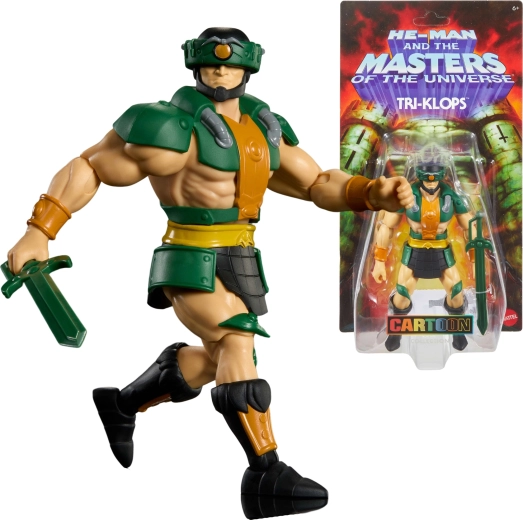 Masters of the Universe Origins figure Tri‑Klops with helmet and sword