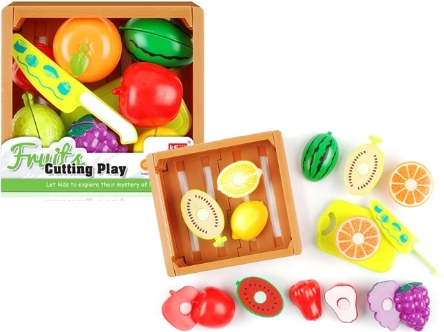Set snijdbaar fruit in een kistje
