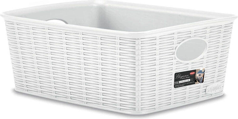 Elegance plastic basket white 25 × 19.5 × 10 cm
