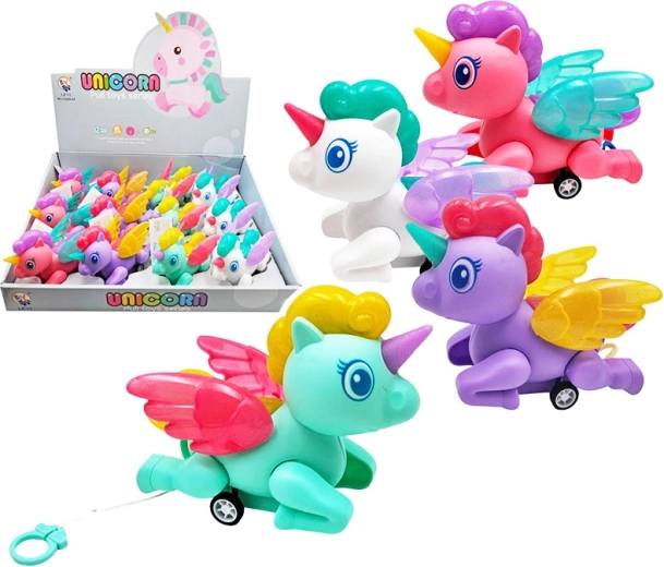 Pull-back unicorn on wheels – toy for kids