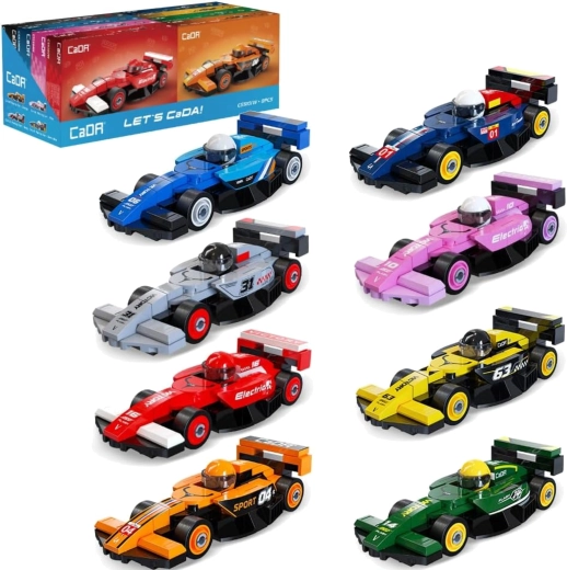 CADA Building Set: Circuit Racing Car – Set of 8 Race Cars, 560 Pieces