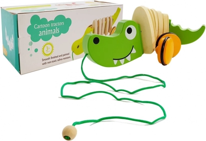 Houten trek-krokodil 18 cm