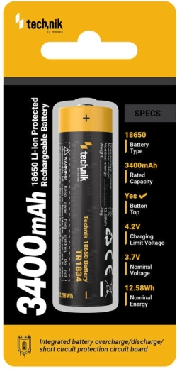 Wiederaufladbare Li‑Ion‑Batterie 18650 3400 mAh 3,7 V mit Schutz Technik