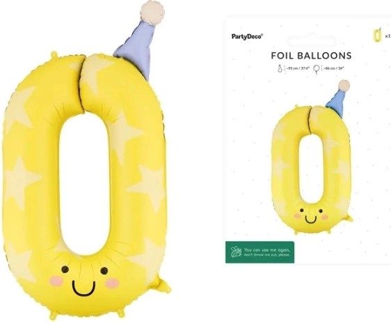 Folieballon cijfer 0 geel 86 cm
