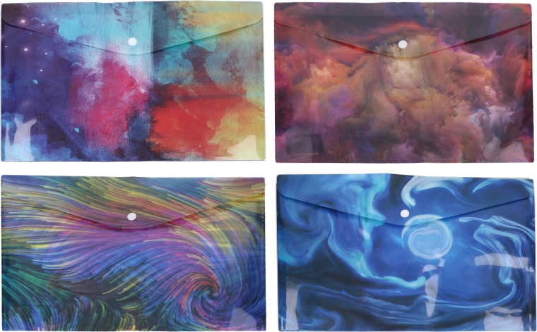 Pochette plastique à bouton-pression 10,5 × 7,5 cm – assortiment de couleurs