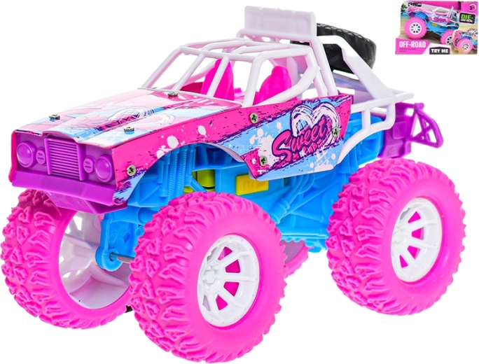 Terreinwagen met vliegwiel roze-blauw