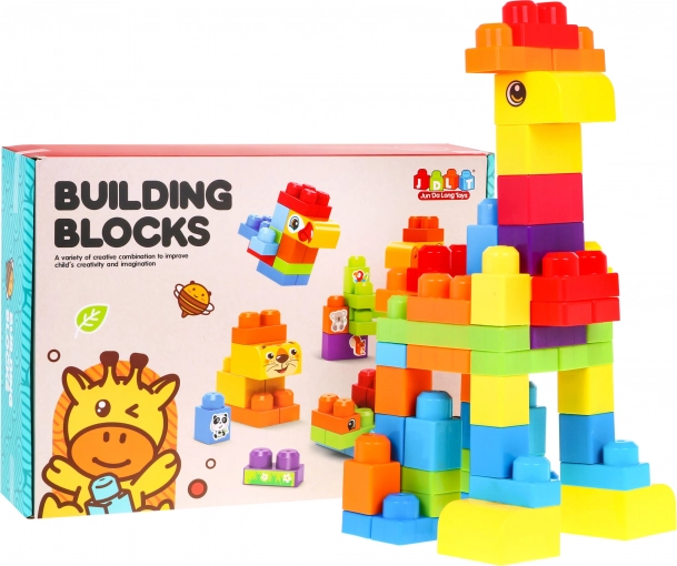 Building set for children 68 pieces – zoo animals with stickers