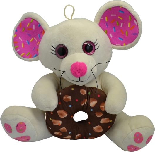 Pluchen muis met donut 30 cm