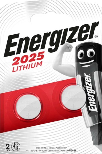 Energizer Lithium-Knopfzelle CR2025, 3 V (Packung mit 2 Stk.)