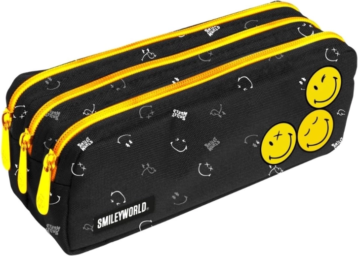 School pencil case with 3 zippers SMILEY WORLD