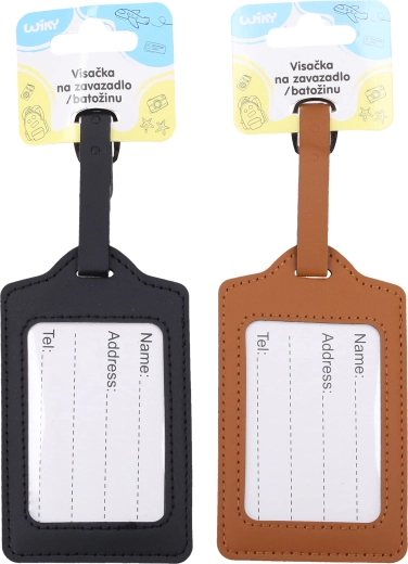 Faux leather luggage tag 10.3 × 6.5 cm