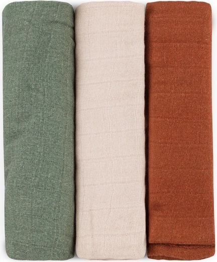 Langes en mousseline de bambou PETITE&MARS Moussy Earth Tones 68 × 68 cm, lot de 3 pièces