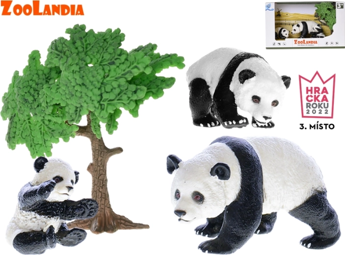 Zoolandia panda avec ses petits et accessoires – set de figurines pour zoo