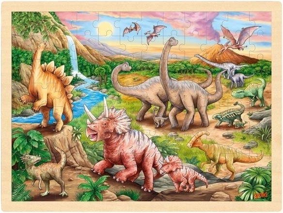 Goki wooden puzzle Dinosaur Trail, 96 pieces
