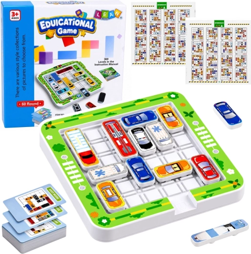 Magnetic logic car puzzle game – 15 vehicles and 60 challenge cards