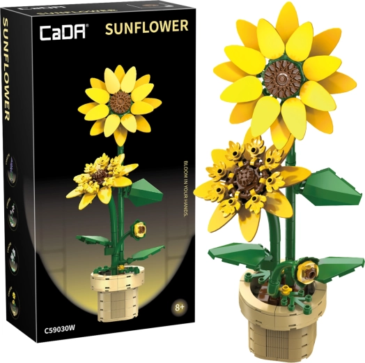 Kit de construction CaDA tournesol en pot 27 cm, 187 pièces