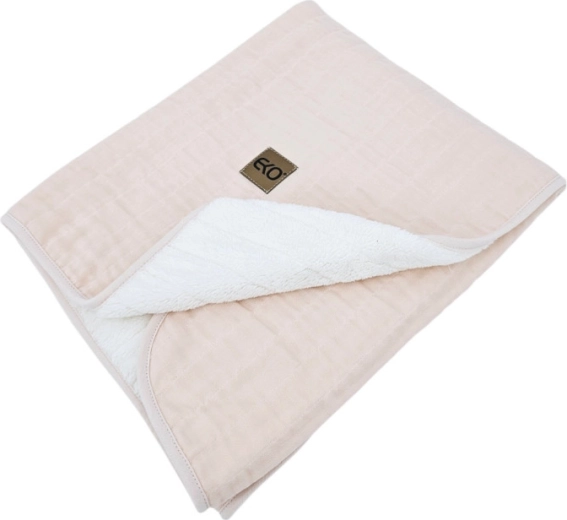 EKO mousselinedeken met bontvoering, roze 75 × 90 cm