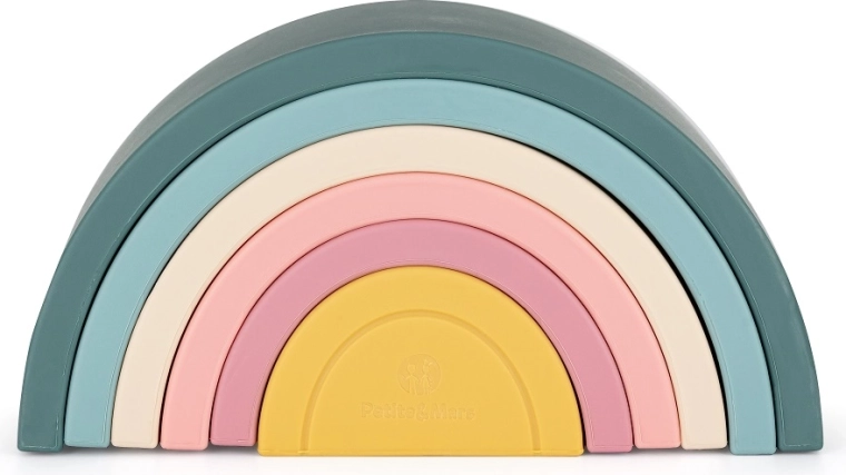 Silicone Stacking Rainbow PETITE&MARS Misty Green 12m+