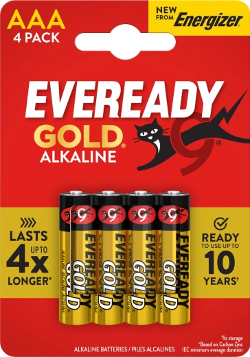 AAA-batterijen ENERGIZER Eveready Gold, 4 stuks