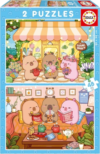 Puzzle Educa CapyFun 2×48 pièces