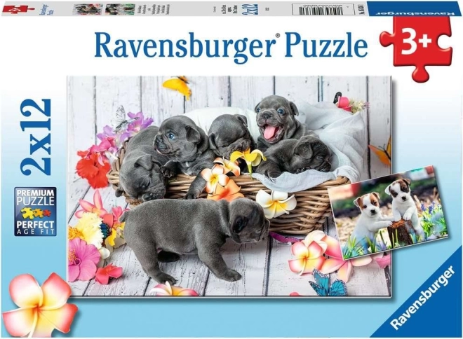Ravensburger Puzzle Cute Puppies 2×12 Pieces
