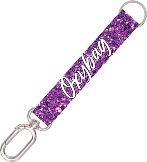Short keychain with carabiner Purple Glitter