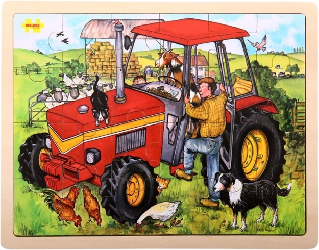 Houten puzzel tractor 24 stukjes BIGJIGS TOYS