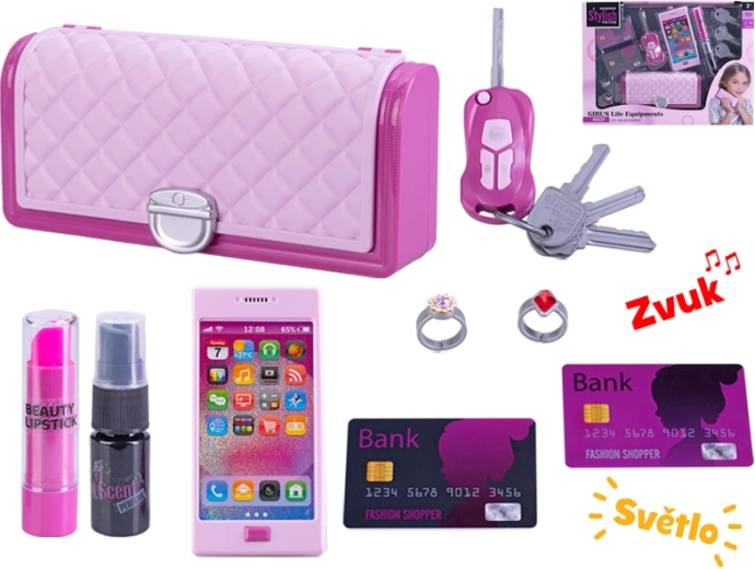 Children's handbag with light and sound effects, accessories and add-ons