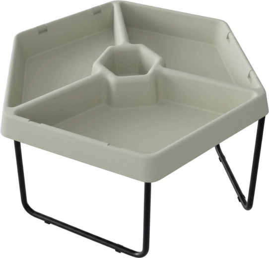 Masterkidz table hexagonal pour sable et eau avec 3 compartiments, hauteur réglable