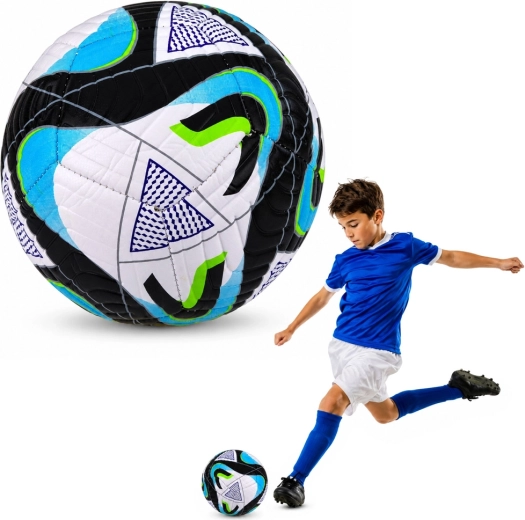 Training soccer ball size 5 (22 cm) black-blue-green