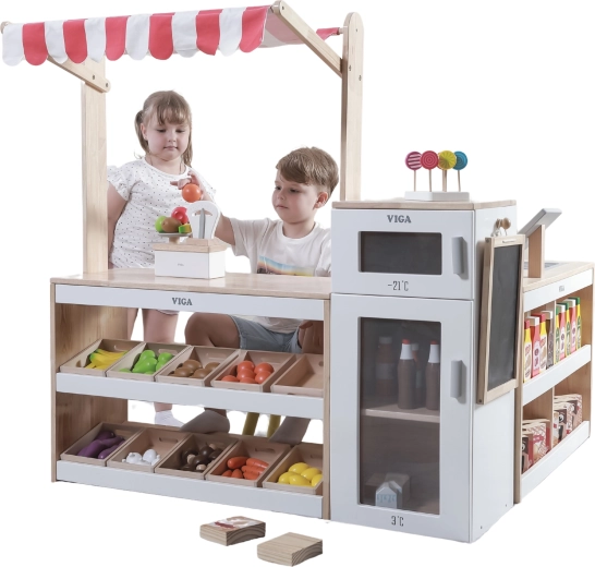 Viga stand de marché en bois XXL pour supermarché