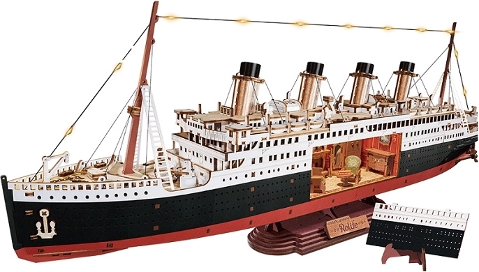 RoboTime Maquette 3D en bois – Traversée éternelle de l’Atlantique 1912 (modèle de paquebot avec LED)