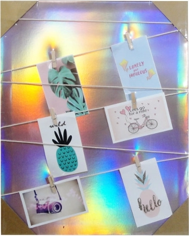 Cadre photo holographique 40 × 50 cm avec corde et pinces