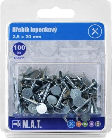 Clous pour carton bitumé 20 × 2,5 mm galvanisés (100 pcs)