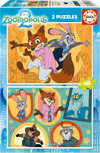 Puzzle Educa Zootropolis, 2×48 pièces
