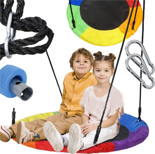 Balançoire suspendue ronde 100 cm – nid de cigogne pour enfants