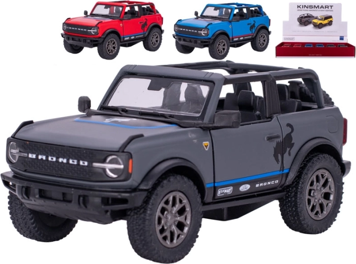 Kinsmart Ford Bronco 2022 – modèle de voiture en métal avec fonction pull-back (13 cm) – assortiment de couleurs, 12 pcs en présentoir