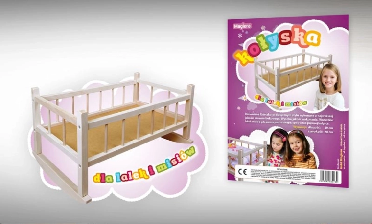 Wooden doll cradle
