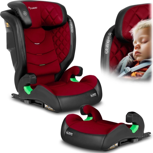 Siège auto Nukido Louis 100–150 cm, ISOFIX, noir‑rouge