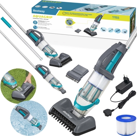 Kabelloser Hand-Poolstaubsauger BESTWAY AquaGrip mit 2 Aufsätzen