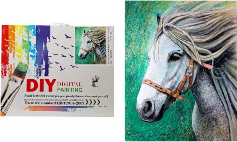 Paint by Numbers – Horse, Canvas with Frame and Paint Set