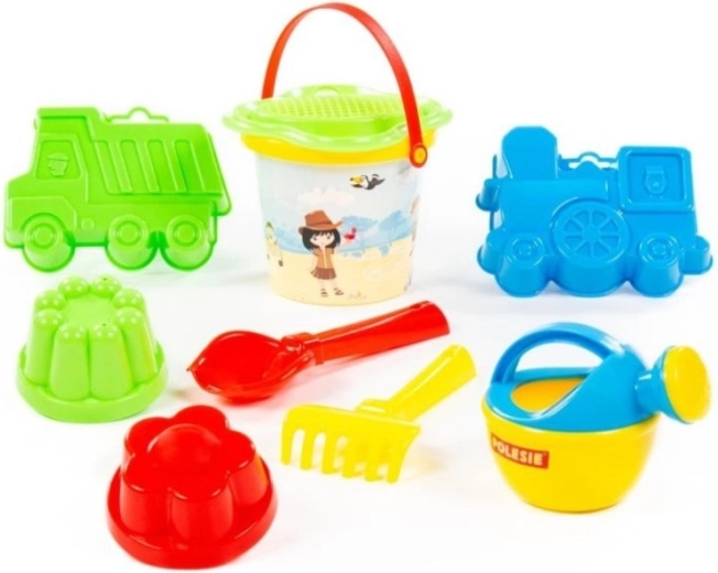 Set de plage avec seau et tamis en forme de fleur (8 pièces)