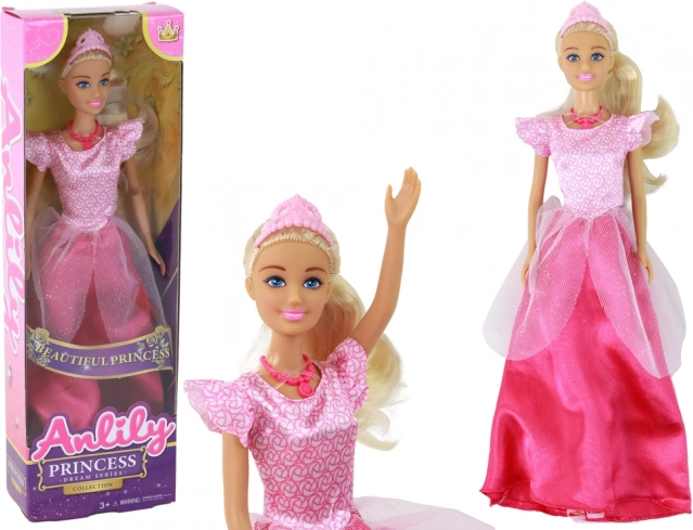 Doll Anlily Princess Blonde with Tiara in Pink Dress