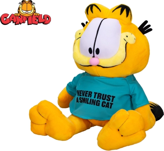 Plüschkater GARFIELD 28 cm – T‑Shirt „Never trust a smiling cat“